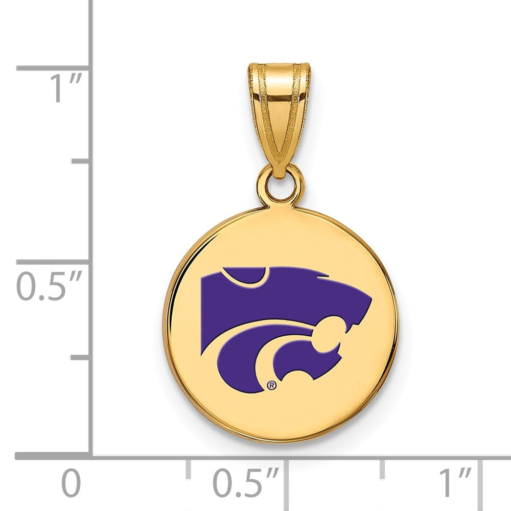 Sterling Silver Gold-plated LogoArt Kansas State U Medium Enameled Disc Pendant