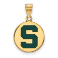 Sterling Silver Gold-plated LogoArt Michigan State U Medium Enameled Disc Pendant