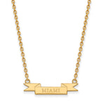 Sterling Silver Gold-plated LogoArt Miami University Ohio Small Banner Pendant 18 inch Necklace