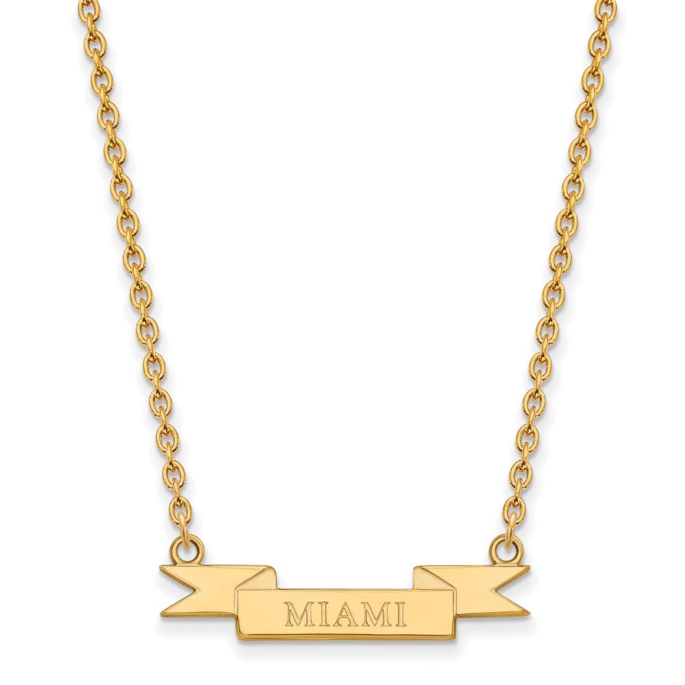 Sterling Silver Gold-plated LogoArt Miami University Ohio Small Banner Pendant 18 inch Necklace