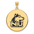 Sterling Silver Gold-plated LogoArt Northern Illinois University N-I-U Huskies Extra Large Enameled Disc Pendant