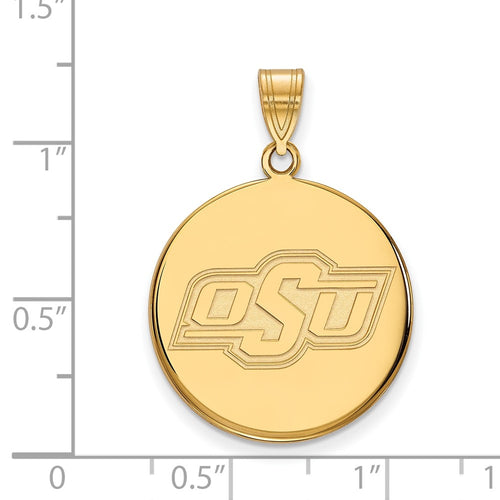 10k Gold LogoArt Oklahoma State University O-S-U Large Disc Pendant