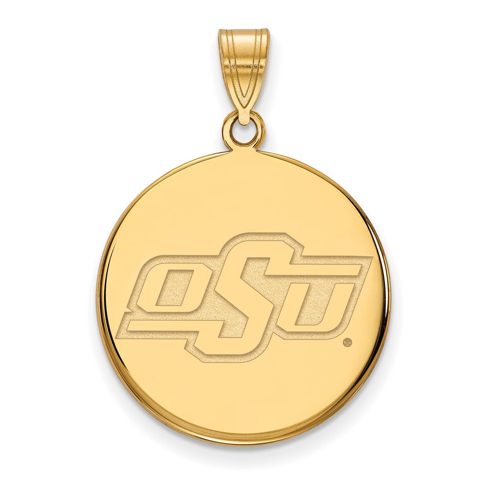 14k Gold LogoArt Oklahoma State University O-S-U Large Disc Pendant