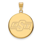 10k Gold LogoArt Oklahoma State University O-S-U Large Disc Pendant