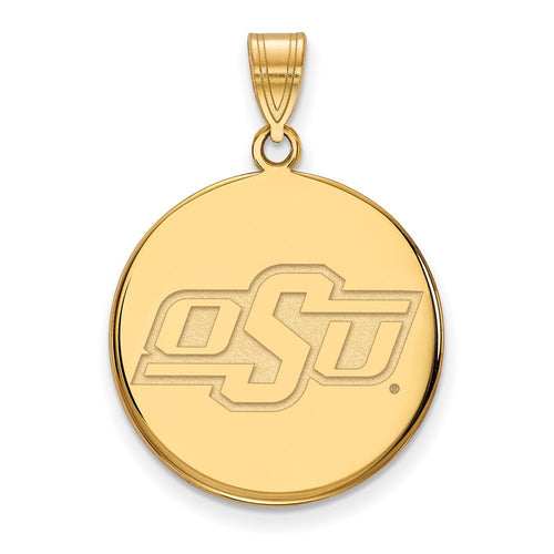 10k Gold LogoArt Oklahoma State University O-S-U Large Disc Pendant