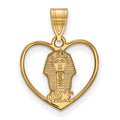 Sterling Silver Gold-plated LogoArt Phi Sigma Sigma Sorority Symbol Heart Pendant