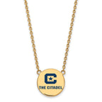 Sterling Silver w/GP LogoArt The Citadel Large Enamel Pendant w/Necklace