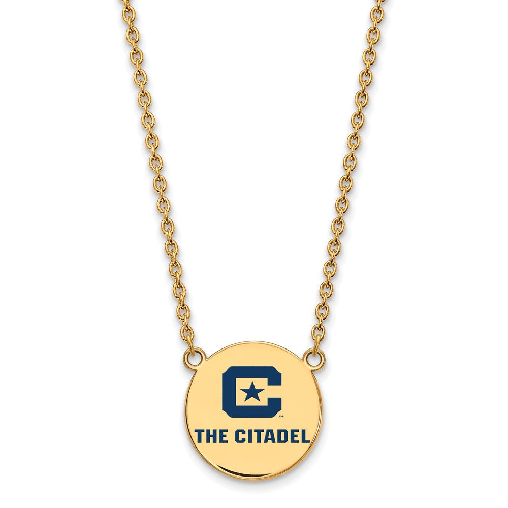 Sterling Silver w/GP LogoArt The Citadel Large Enamel Pendant w/Necklace