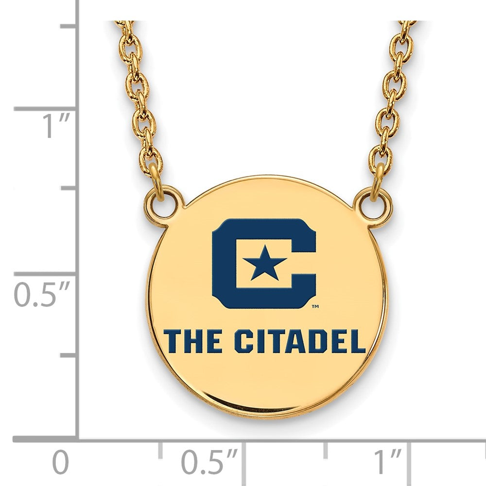 Sterling Silver w/GP LogoArt The Citadel Large Enamel Pendant w/Necklace