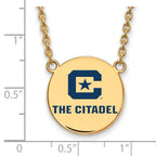 Sterling Silver w/GP LogoArt The Citadel Large Enamel Pendant w/Necklace