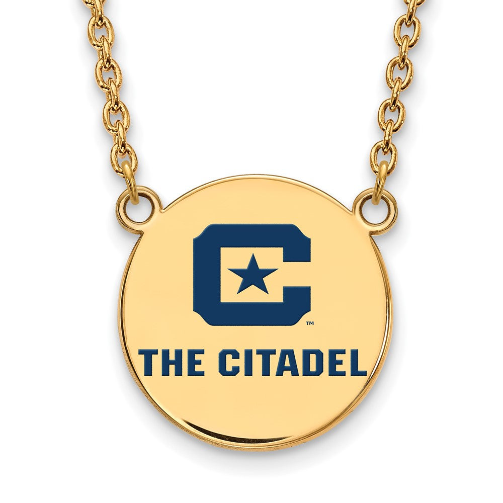 Sterling Silver w/GP LogoArt The Citadel Large Enamel Pendant w/Necklace