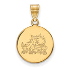 10k Gold LogoArt Texas Christian University Horned Frog Medium Disc Pendant