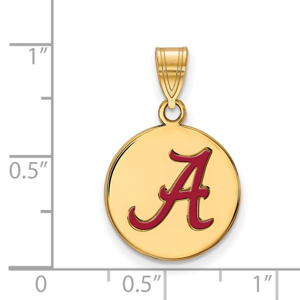 Sterling Silver Gold-plated LogoArt University of Alabama Letter A Medium Enameled Disc Pendant