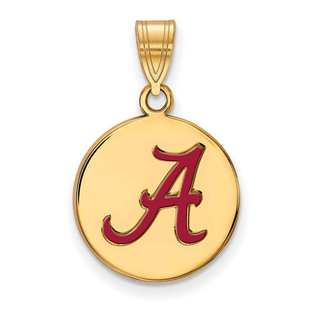 Sterling Silver Gold-plated LogoArt University of Alabama Letter A Medium Enameled Disc Pendant
