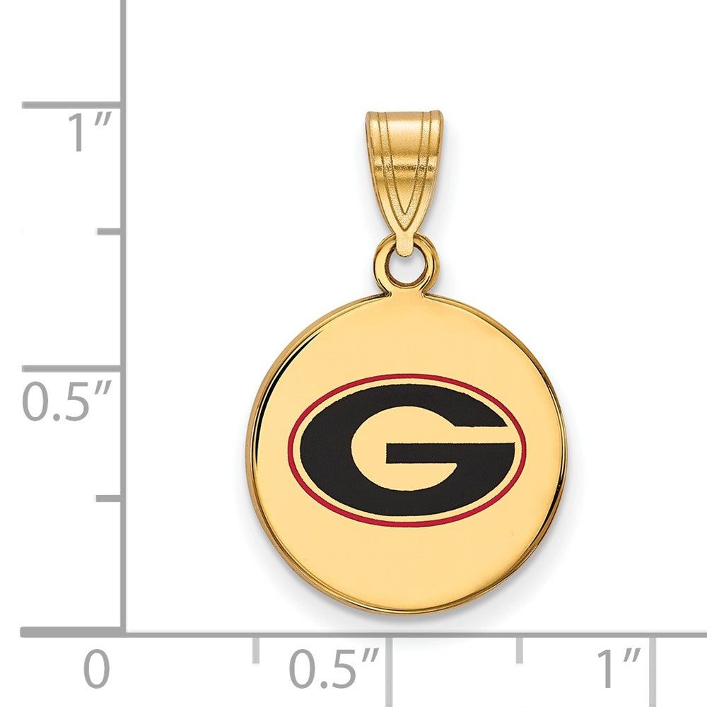 Sterling Silver Gold-plated LogoArt University of Georgia Letter G Medium Enameled Disc Pendant