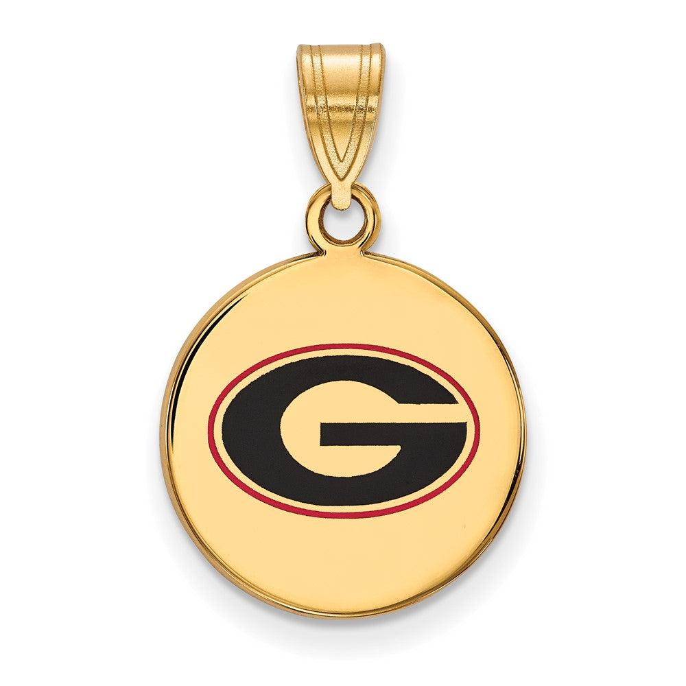 Sterling Silver Gold-plated LogoArt University of Georgia Letter G Medium Enameled Disc Pendant