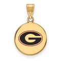 Sterling Silver Gold-plated LogoArt University of Georgia Letter G Medium Enameled Disc Pendant