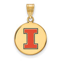 Sterling Silver Gold-plated LogoArt University of Illinois Letter I Medium Enameled Disc Pendant