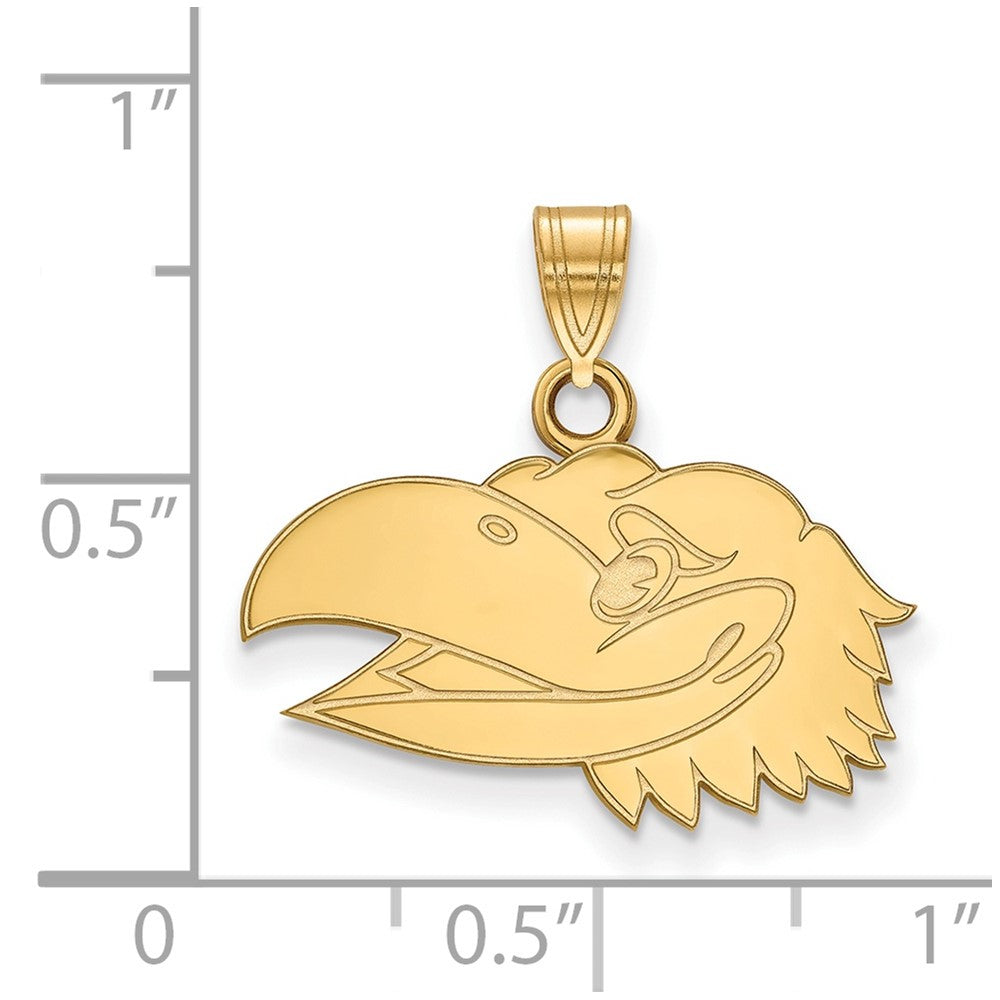 14k Gold LogoArt University of Kansas Jayhawk Small Pendant