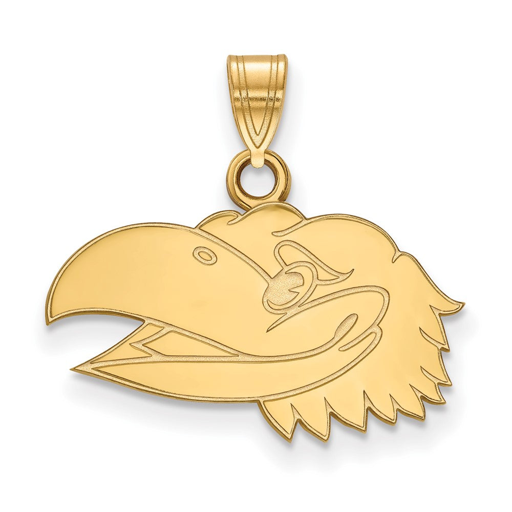 10k Gold LogoArt University of Kansas Jayhawk Small Pendant