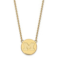 Sterling Silver Gold-plated LogoArt University of Michigan Letter M Large Disc 18 inch Necklace