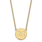 Sterling Silver Gold-plated LogoArt University of Michigan Letter M Large Disc 18 inch Necklace