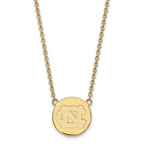 Sterling Silver Gold-plated LogoArt University of North Carolina Large Disc 18 inch Necklace