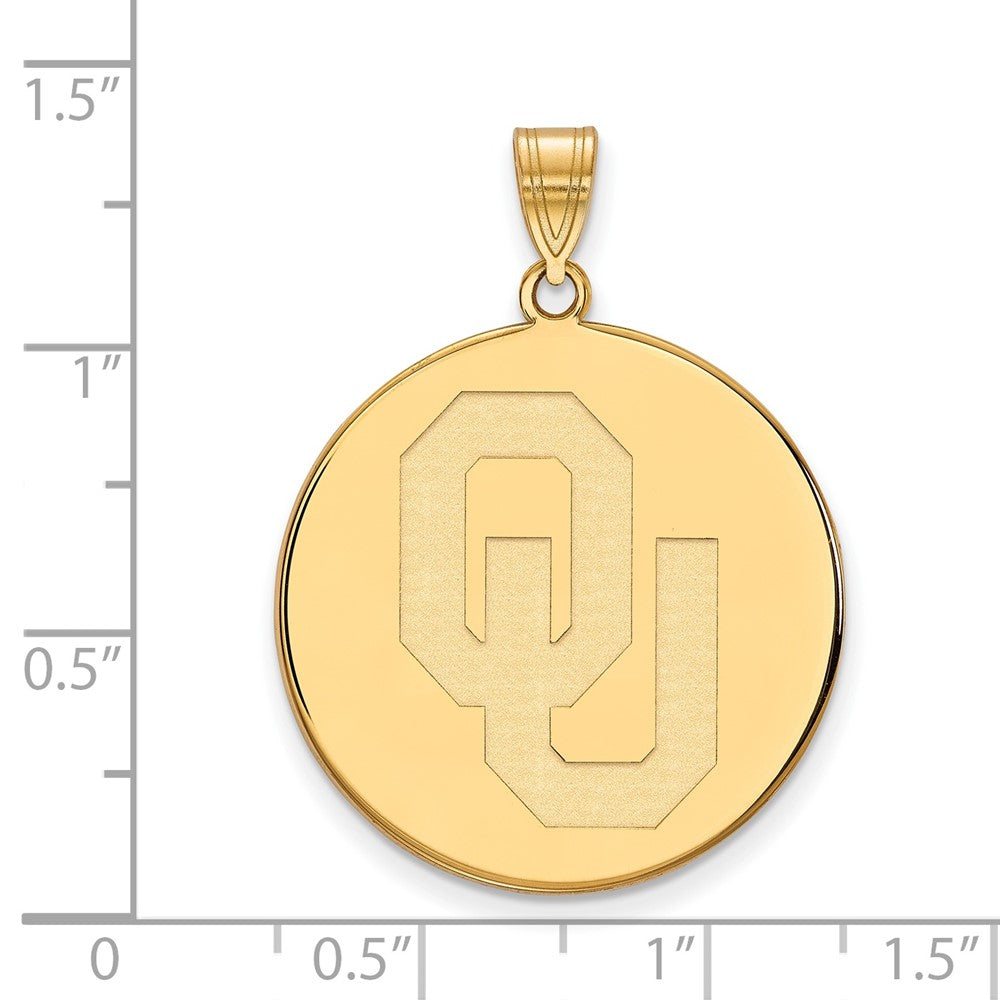 14k Gold LogoArt University of Oklahoma O-U Extra Large Disc Pendant