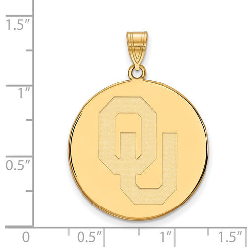 10k Gold LogoArt University of Oklahoma O-U Extra Large Disc Pendant