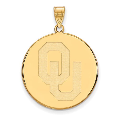 10k Gold LogoArt University of Oklahoma O-U Extra Large Disc Pendant
