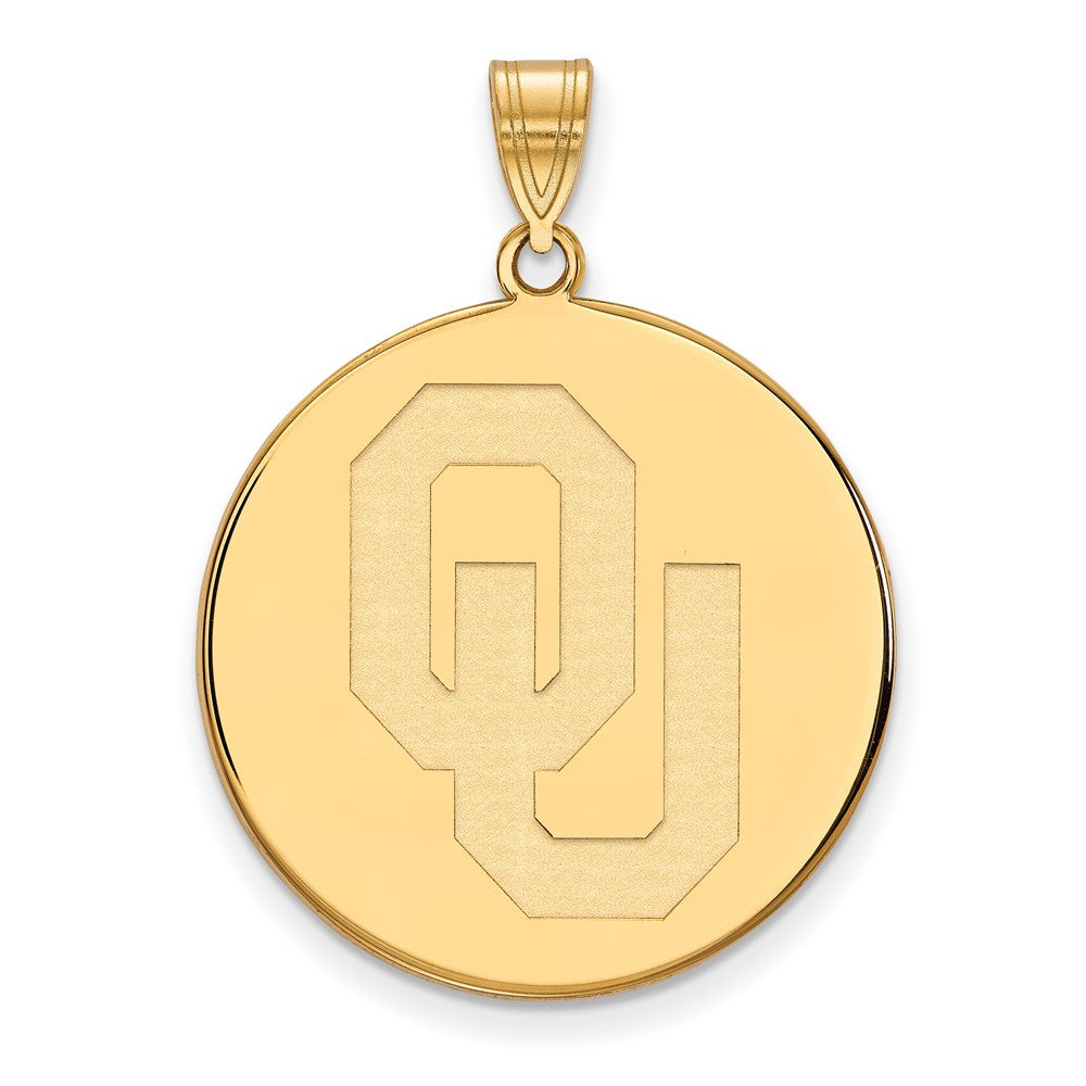 Sterling Silver Gold-plated LogoArt University of Oklahoma O-U Extra Large Disc Pendant