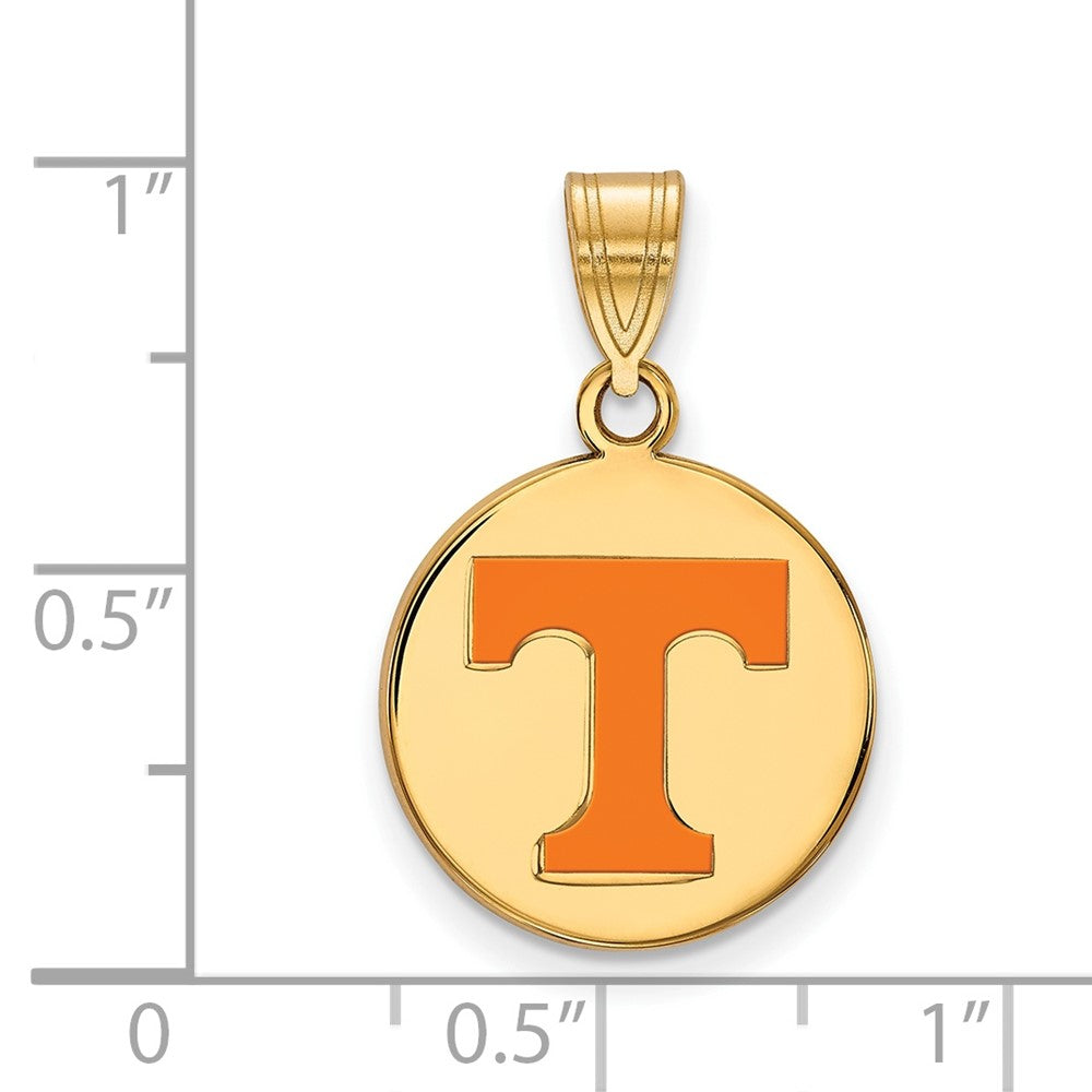 Sterling Silver Gold-plated LogoArt University of Tennessee Letter T Medium Enameled Disc Pendant