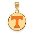 Sterling Silver Gold-plated LogoArt University of Tennessee Letter T Medium Enameled Disc Pendant