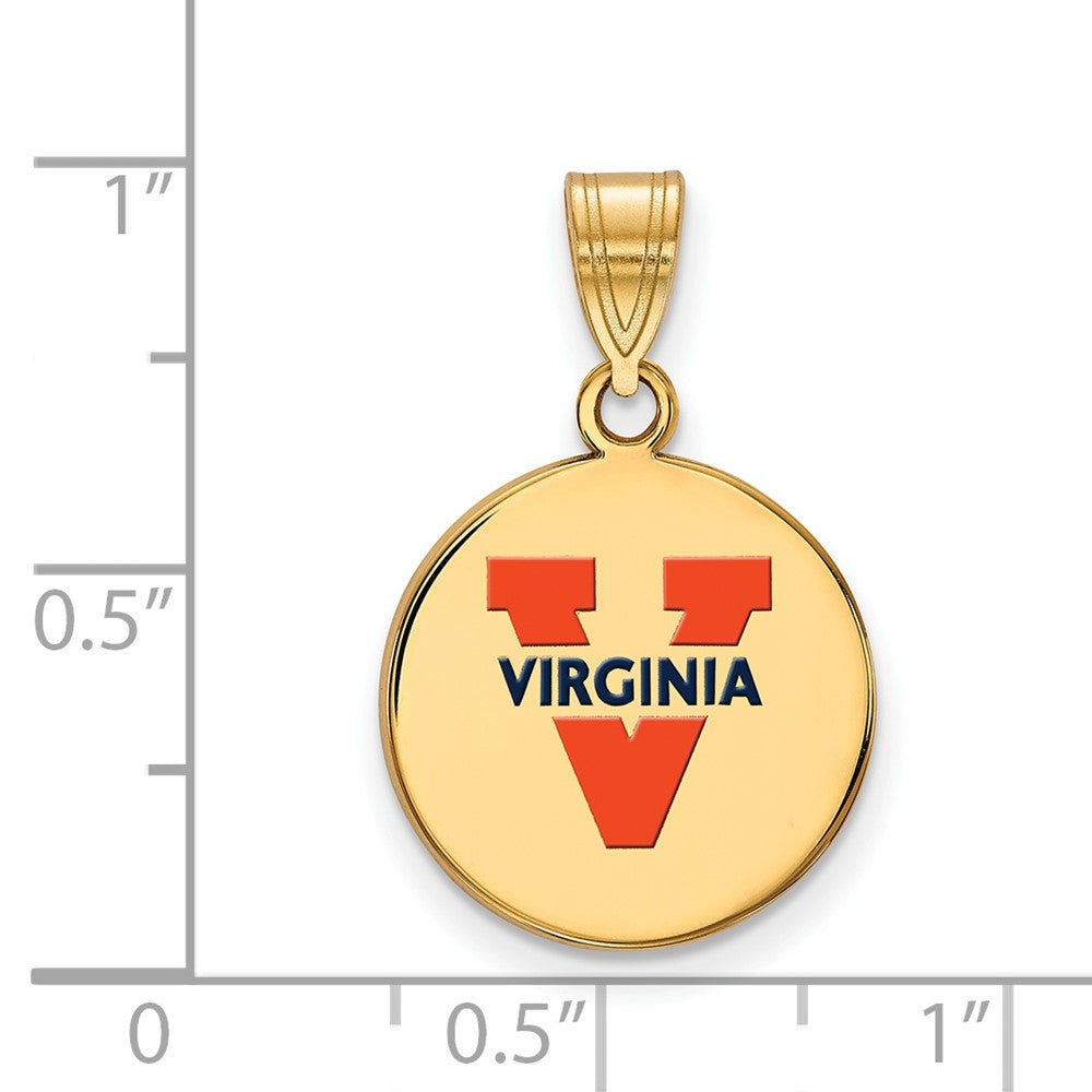 Sterling Silver Gold-plated LogoArt University of Virginia Medium Enameled Disc Pendant