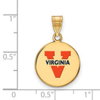 Sterling Silver Gold-plated LogoArt University of Virginia Medium Enameled Disc Pendant