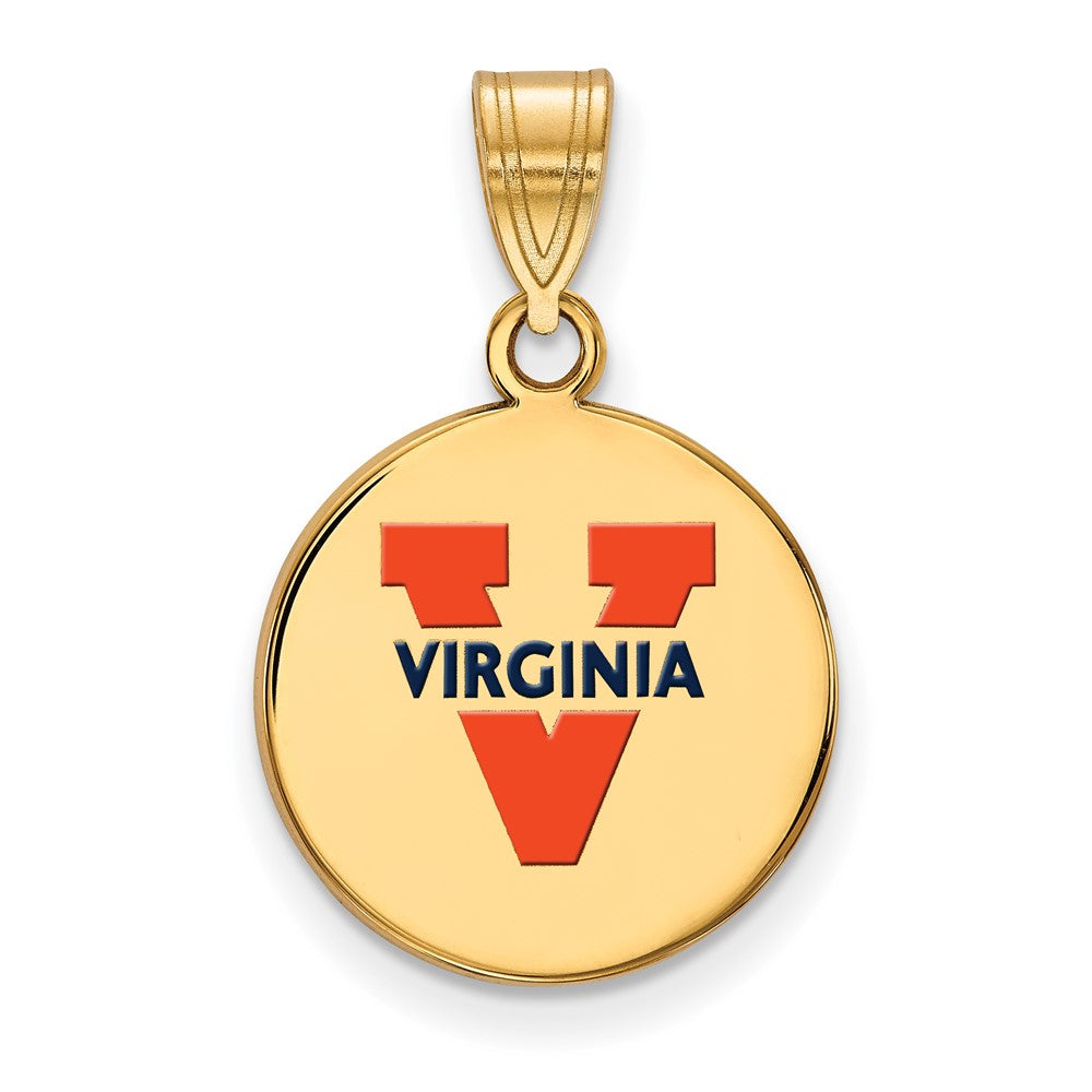 Sterling Silver Gold-plated LogoArt University of Virginia Medium Enameled Disc Pendant