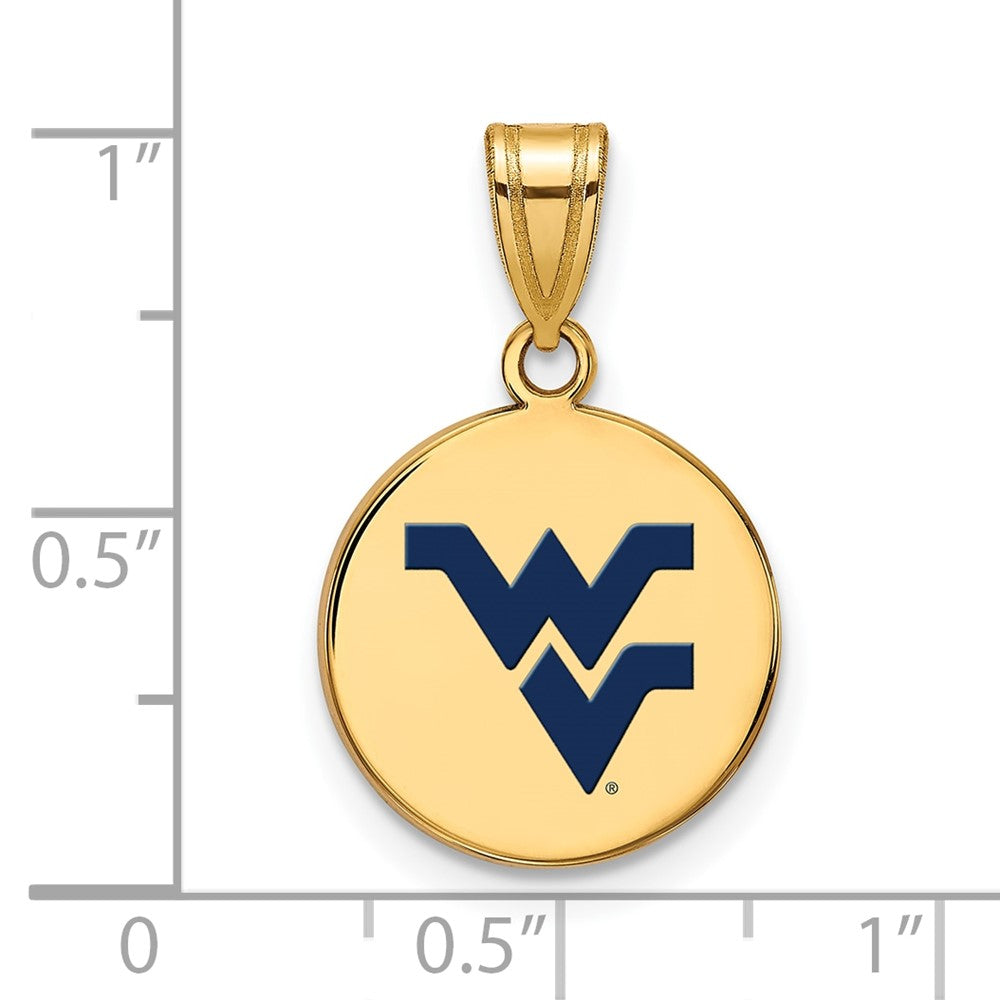 Sterling Silver Gold-plated LogoArt West Virginia University W-V Medium Enameled Disc Pendant