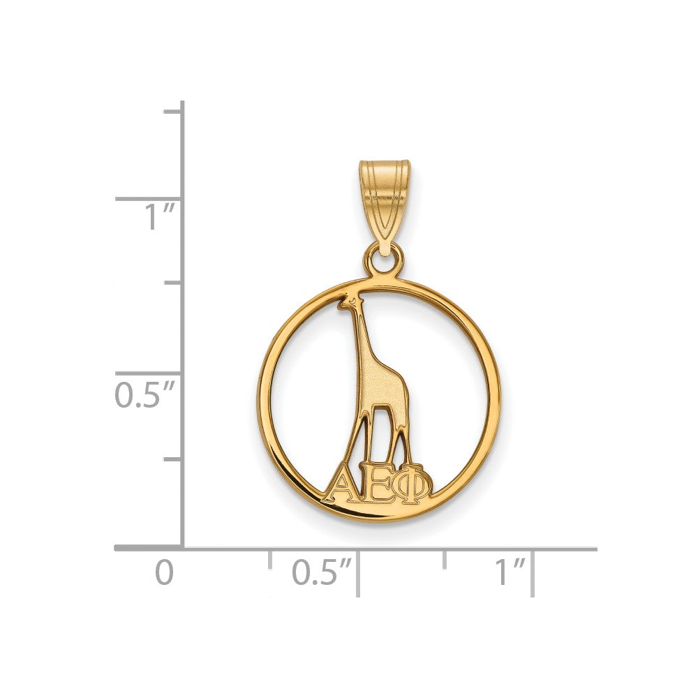 Sterling Silver Gold-plated LogoArt Alpha Epsilon Phi Sorority Symbol Small Circle Pendant