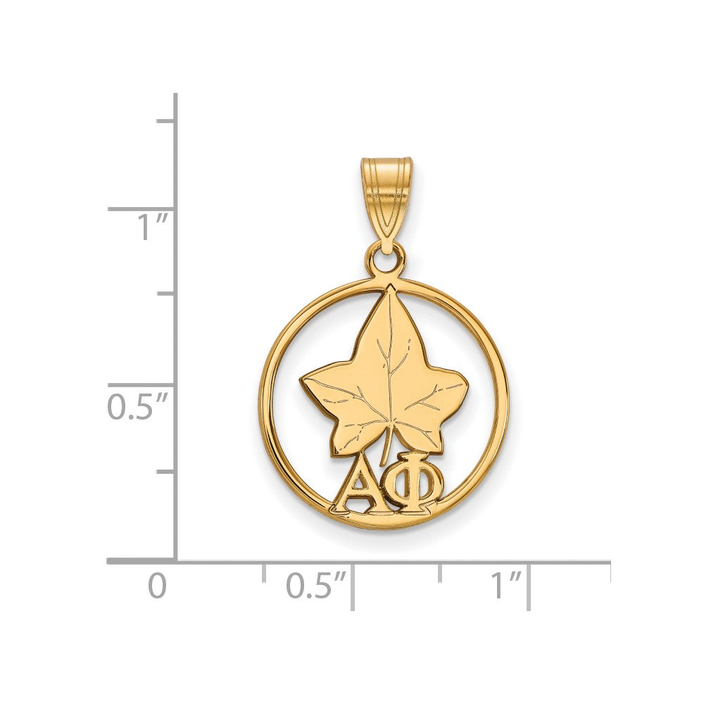 Sterling Silver Gold-plated LogoArt Alpha Phi Sorority Symbol Medium Circle Pendant