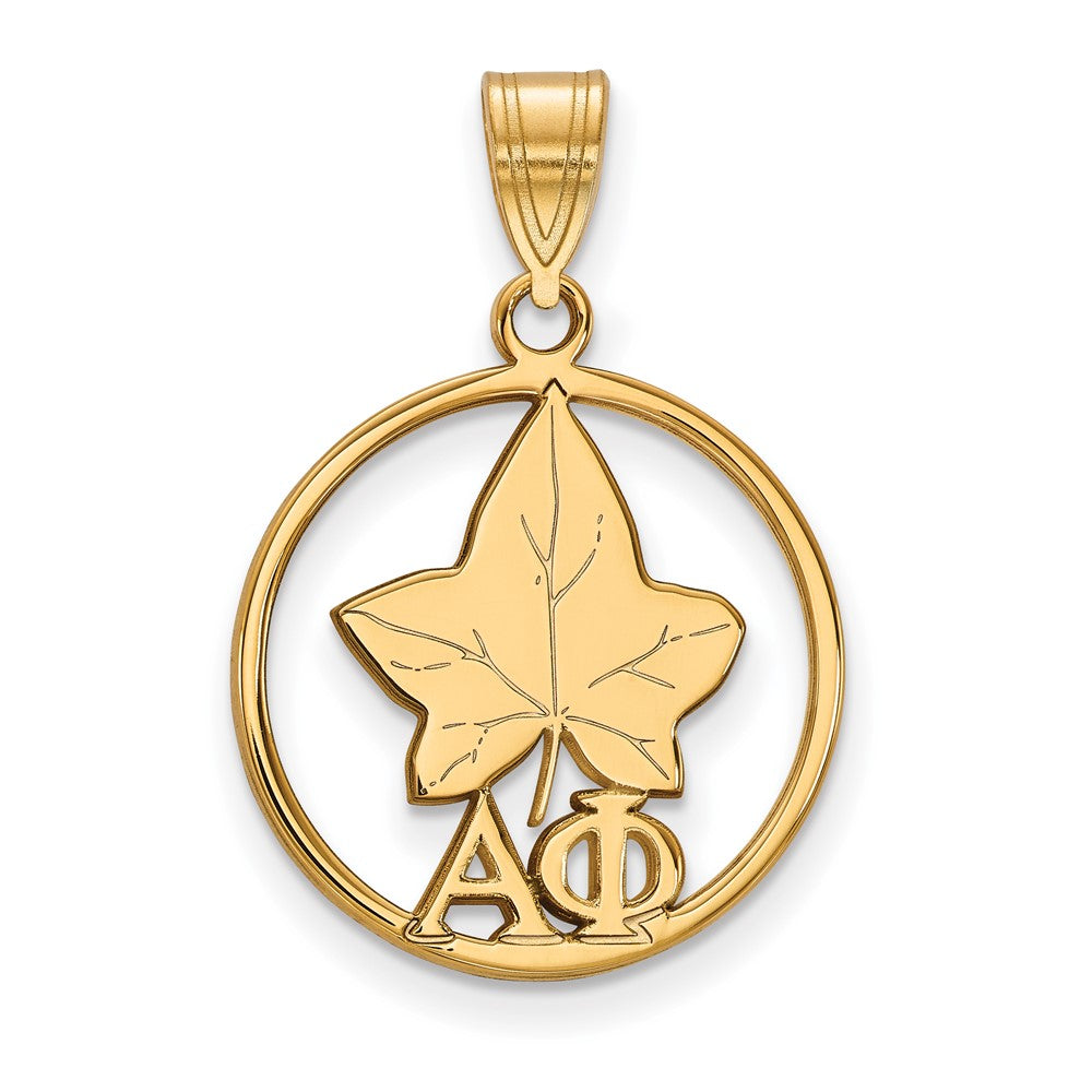 Sterling Silver Gold-plated LogoArt Alpha Phi Sorority Symbol Medium Circle Pendant