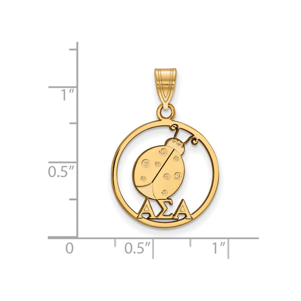 Sterling Silver Gold-plated LogoArt Alpha Sigma Alpha Sorority Symbol Medium Circle Pendant