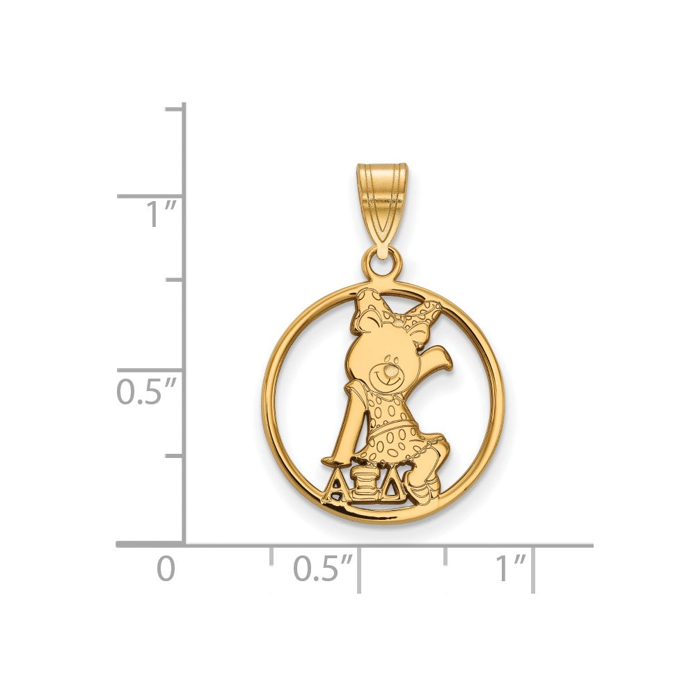 Sterling Silver Gold-plated LogoArt Alpha Xi Delta Sorority Symbol Medium Circle Pendant