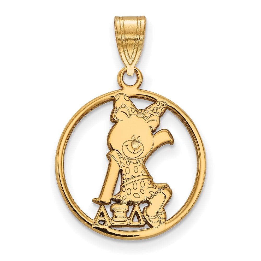 Sterling Silver Gold-plated LogoArt Alpha Xi Delta Sorority Symbol Medium Circle Pendant