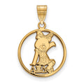 Sterling Silver Gold-plated LogoArt Alpha Xi Delta Sorority Symbol Medium Circle Pendant