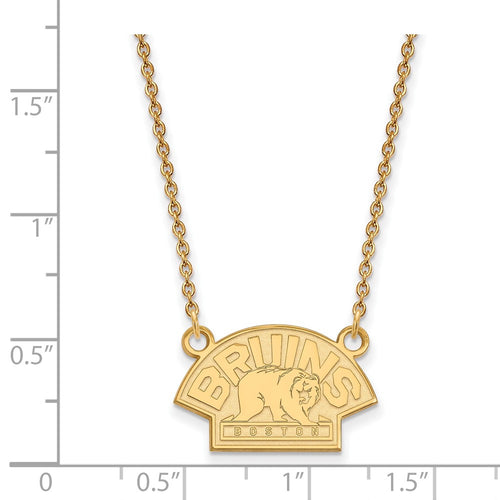 10k Gold NHL LogoArt Boston Bruins Small Pendant 18 inch Necklace