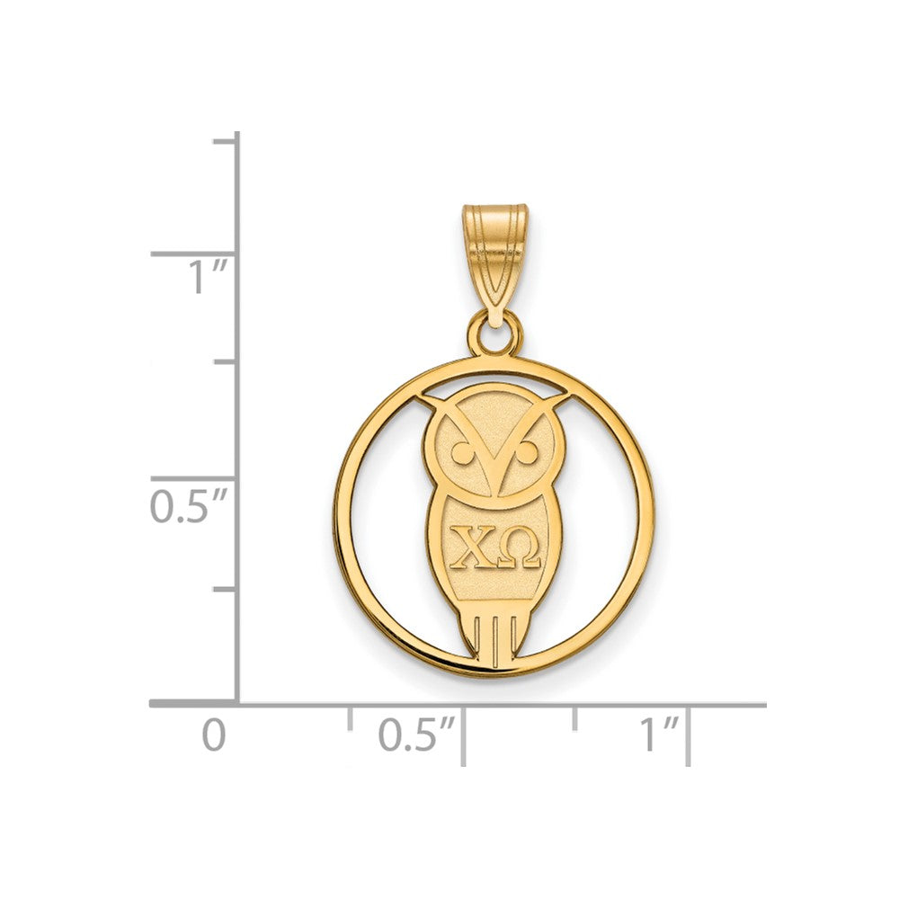 Sterling Silver Gold-plated LogoArt Chi Omega Sorority Symbol Medium Circle Pendant