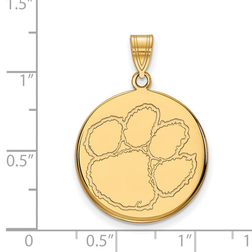 10k Gold LogoArt Clemson University Tiger Paw Large Disc Pendant