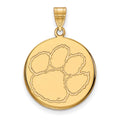 10k Gold LogoArt Clemson University Tiger Paw Large Disc Pendant