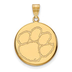 10k Gold LogoArt Clemson University Tiger Paw Large Disc Pendant