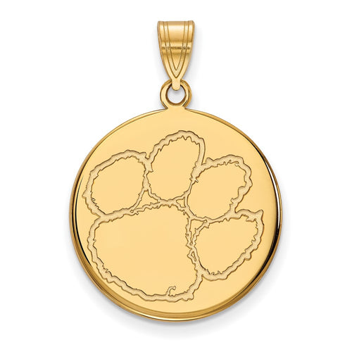 10k Gold LogoArt Clemson University Tiger Paw Large Disc Pendant